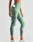 Water ripple liquid green blue leggings