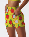 Fruit red pitaya yellow shorts