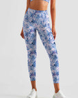 Flower watercolor blue endive leggings