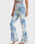 Gilt blue marble water ripple flare leggings