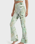 Gilt water ripple gold green marble print flare leggings