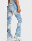 Gilt blue marble water ripple flare leggings