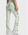 Gilt water ripple gold green marble print flare leggings