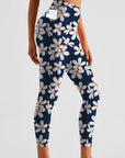 Flower white plumeria yoga leggings