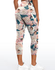 Flower pink peony buds leaves leggings