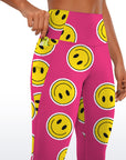 Cartoon happy face pink leggings