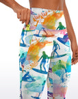 Riding surfboards on top of wave watercolor leggings