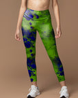 Abstract psychedelic green fluid water ripple leggings