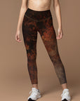 Botanical autumn maple leaves scattered leggings