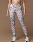 Flower pink watercolor small round flower leggings