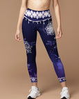 Botanical night flowers dark purple leggings