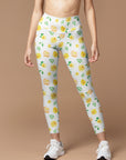 Flower yellow rose little fresh yoga leggings