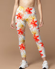 Flower orchid palm leaves watercolor leggings