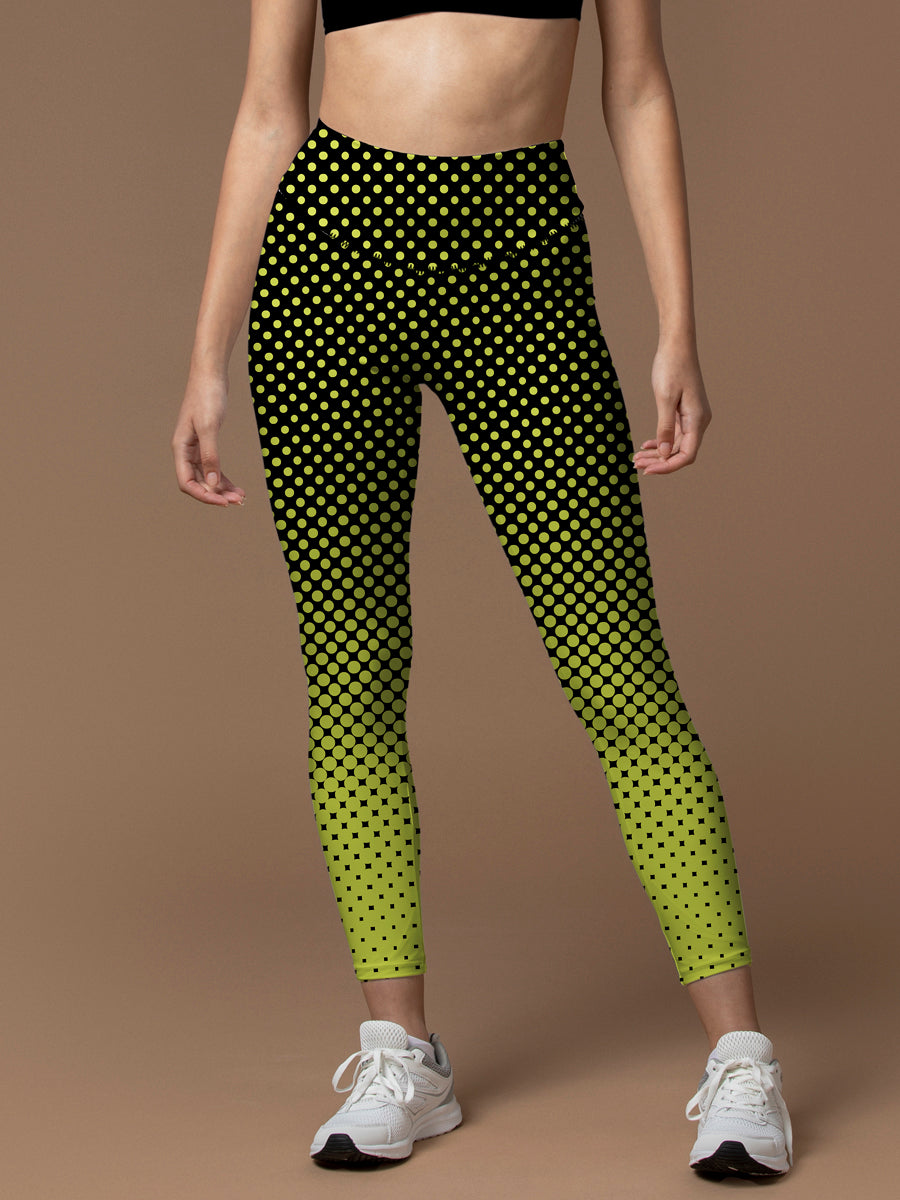 Yellow black two-color dot leggings