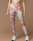 Gilt water ripple gold purple marble leggings