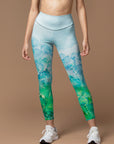 Botanical watercolor woods green leggings