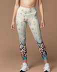 Flower purple plumeria design leggings