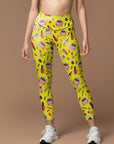 Cosmetic set perfume lipstick print yellow leggings