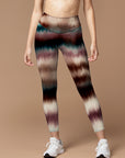 Dark faux striped tie dye pattern leggings