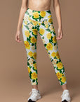 Flower yellow rose leggings