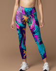 Tie dye still life with psychedelic colored water ripple leggings