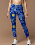 Oil paint starry sky print leggings