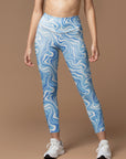 Liquid blue swirl water ripple leggings