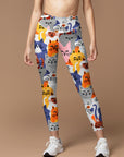 Animal siamese cat hand drawn doodle leggings