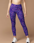 Flower hand drawn chicory purple leggings