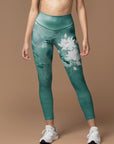 Flower natural cyan lotus leaves lotus pond leggings