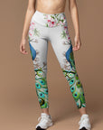 Animal peacock standing on the branch print leggings