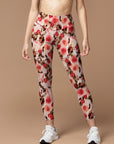 Flower rose hawthorn red retro leggings