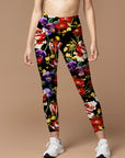 Flower watercolor peonies and pansy leggings