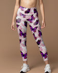 Animal purple flying butterfly leggings