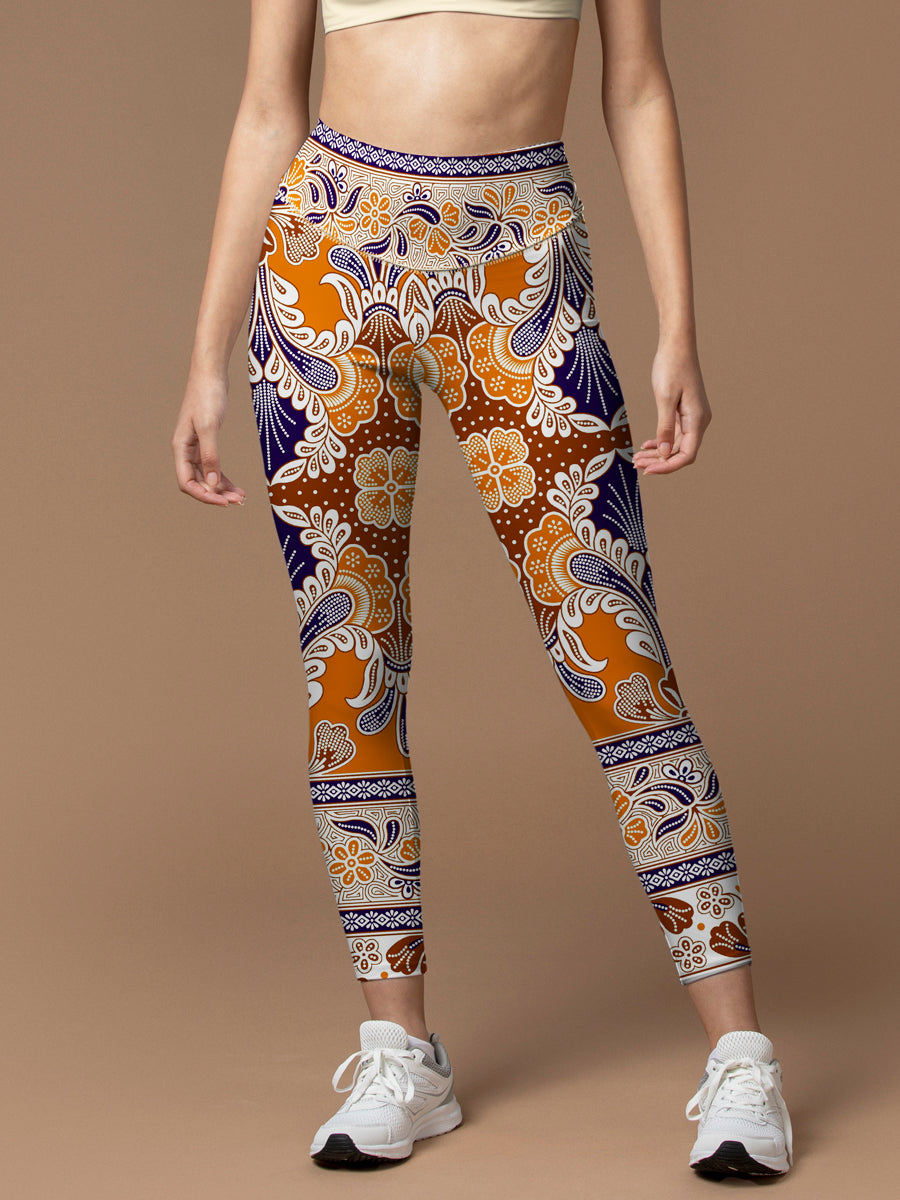 Abstract unique style geometrical border leggings