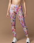 Ethnic colorful hand drawn paisley leggings