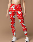 Christmas head santa claus leggings