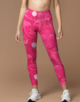 Minimalist line art face pattern rose pink leggings