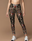 Animal leopard print gold ornaments flower design leggings