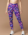 Purple paisley print design leggings