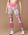 Flower pink peony lace leggings