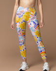 Fruit lemon turtle leaves yellow hand drawn sketch leggings