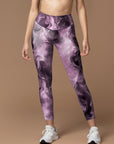 Abstract marble texture purple bubble swirls leggings