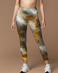 Gilded water ripple gold star leggings