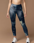 Starry sky moon dark blue leggings