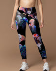 Ocean neon colored jellyfish leggings