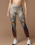 Animal peacock with colorful feathers and flowers leggings