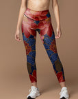 Flowers colorful lotus leaves antique pattern leggings