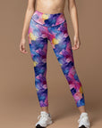 Abstract colorful oil paint smear texture leggings