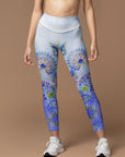 Watercolor purple paisley flowers leggings